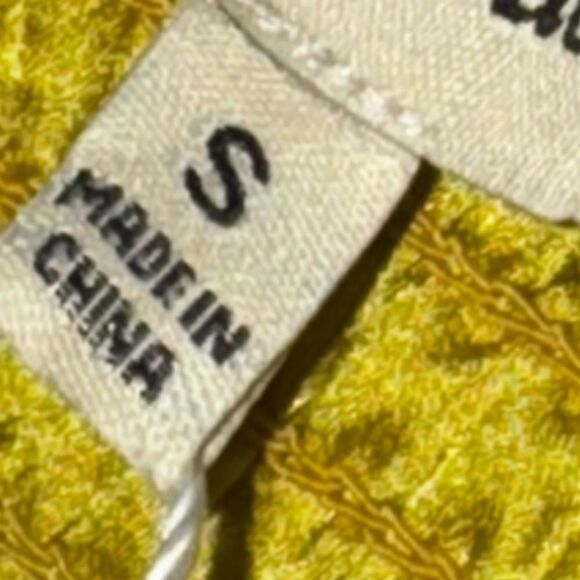 NWT DU PARADIS X ANTHROPOLOGIE yellow & green Mixed Media Mini Dress size small - Picture 8 of 9